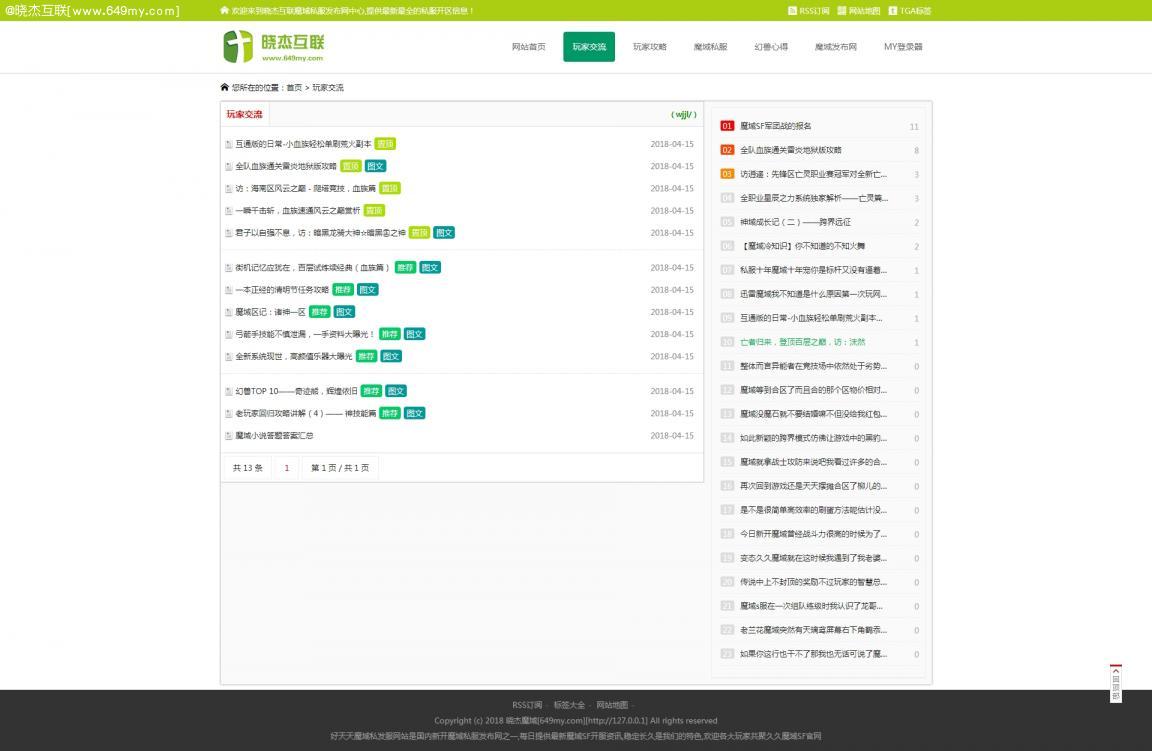 文章列表页