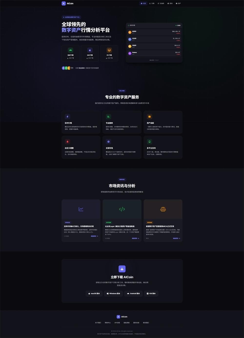 虚拟货币分析单页官网